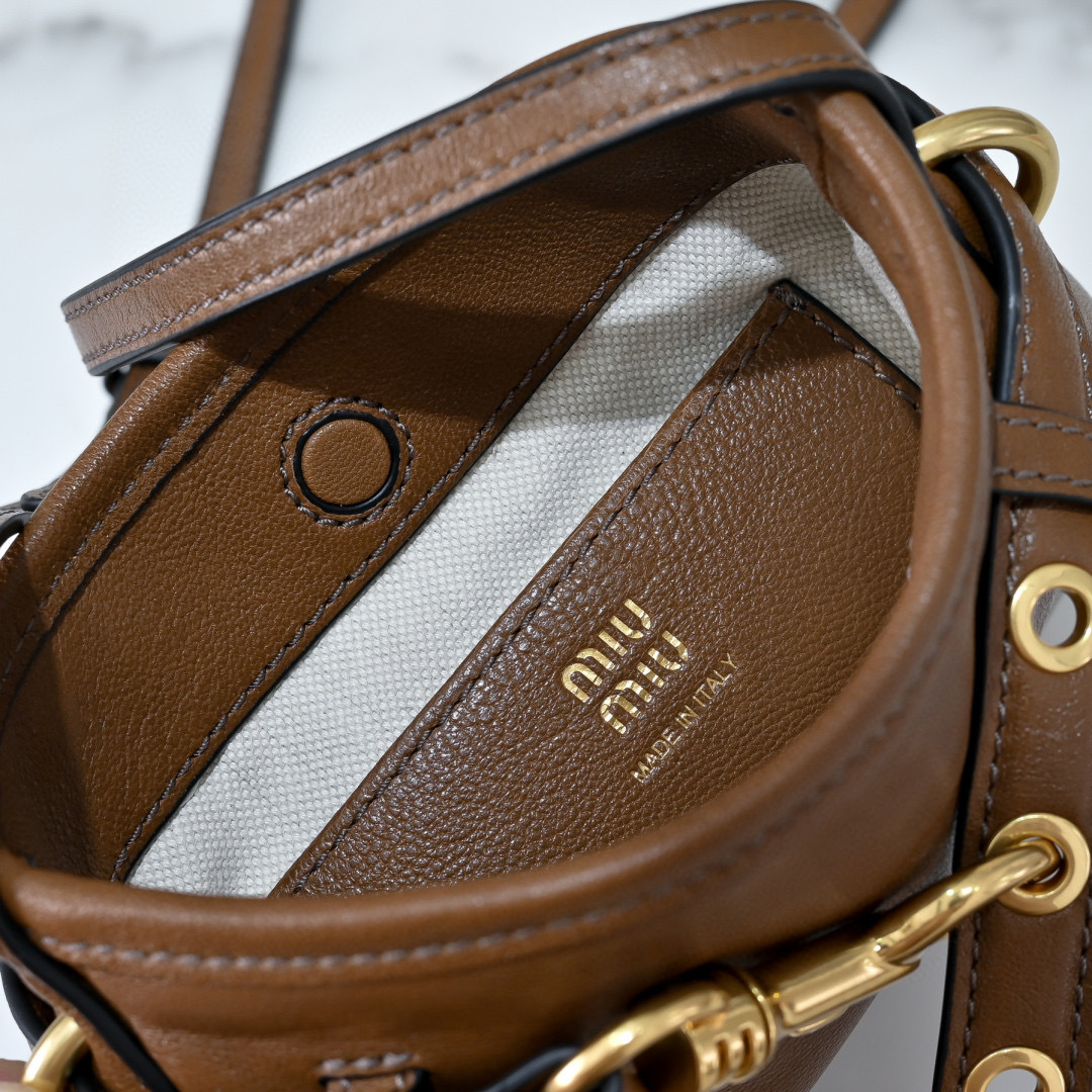 Miu Miu Brown Leather Mini Crossbody Bag