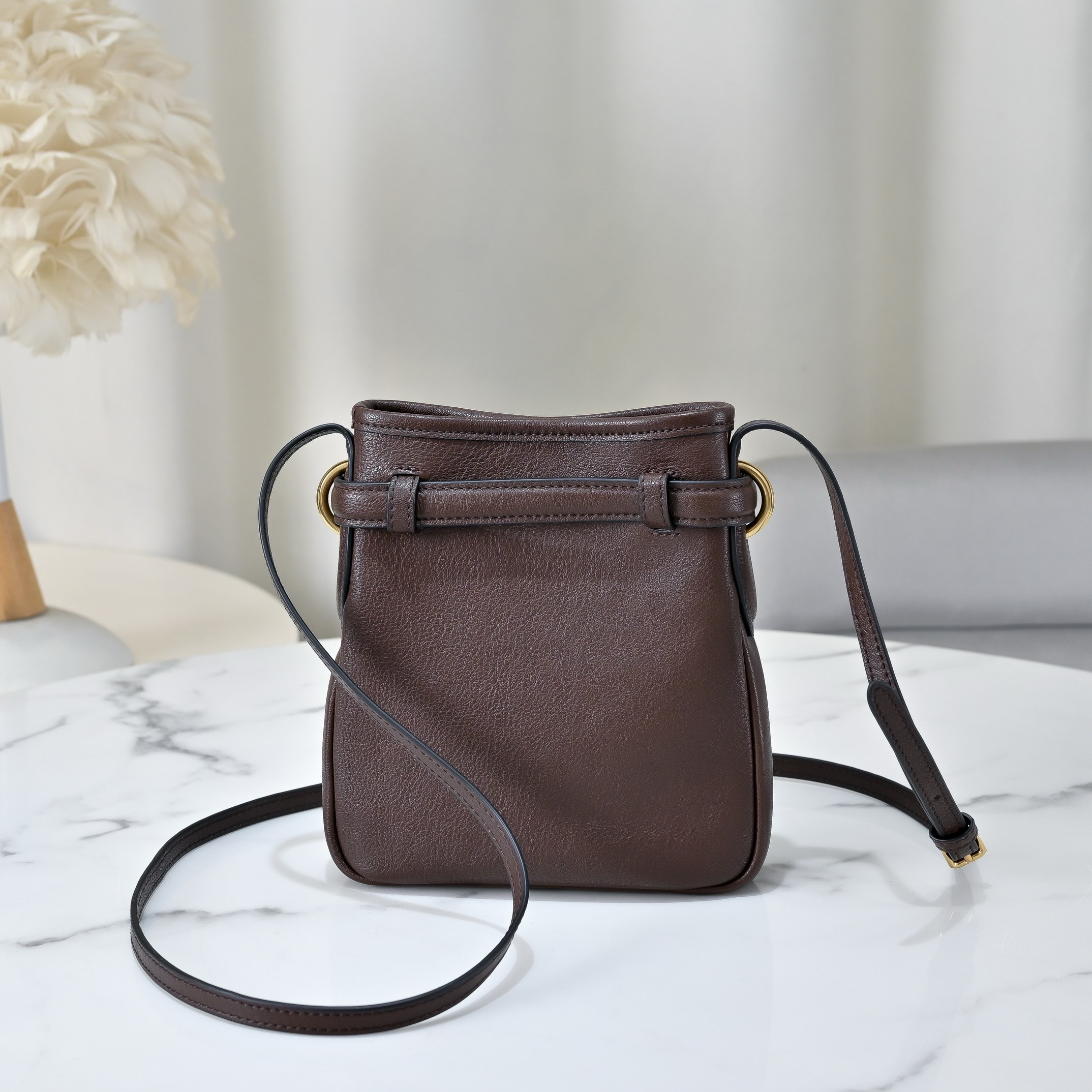 Miu Miu Brown Leather Mini Crossbody Bag