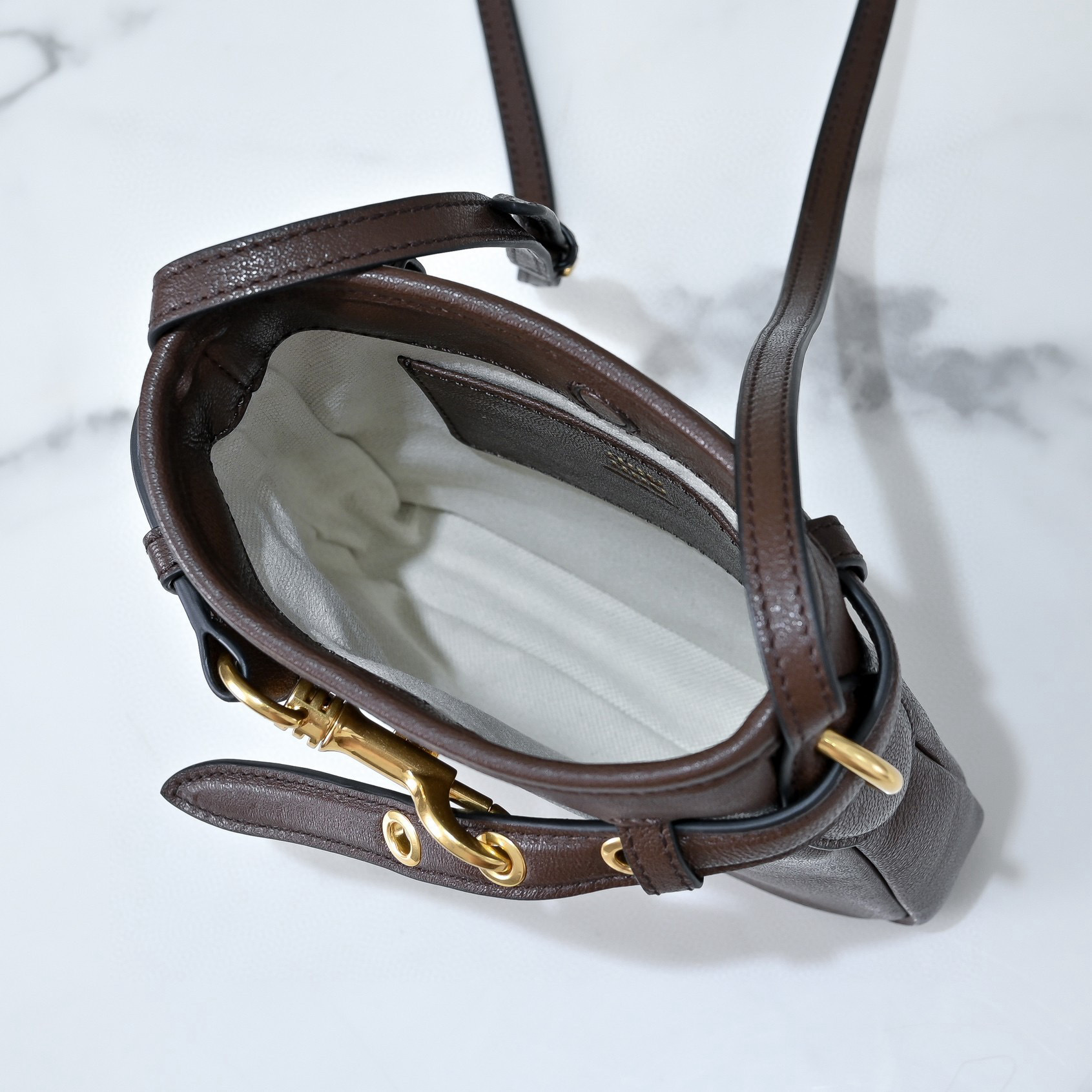 Miu Miu Brown Leather Mini Crossbody Bag