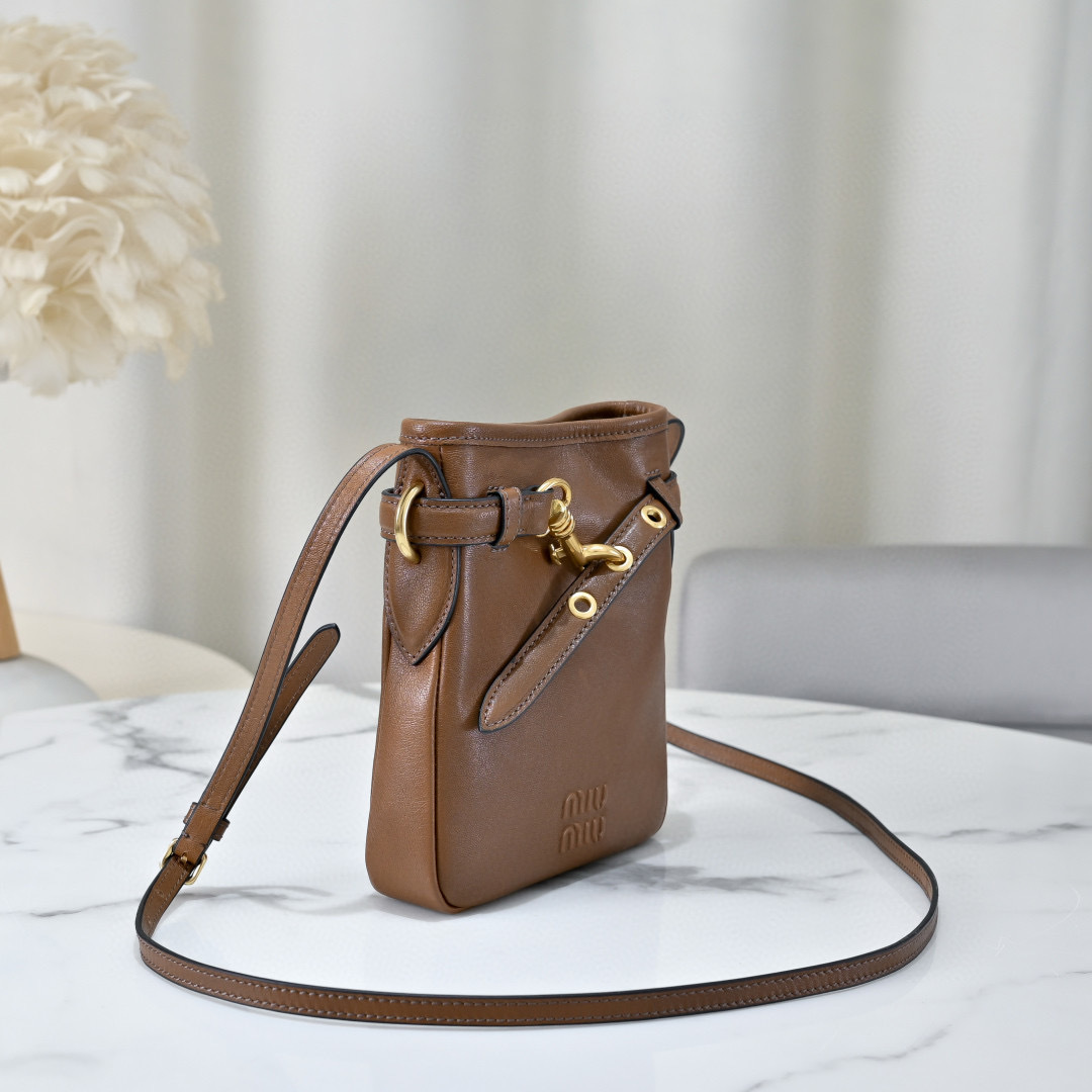Miu Miu Brown Leather Mini Crossbody Bag