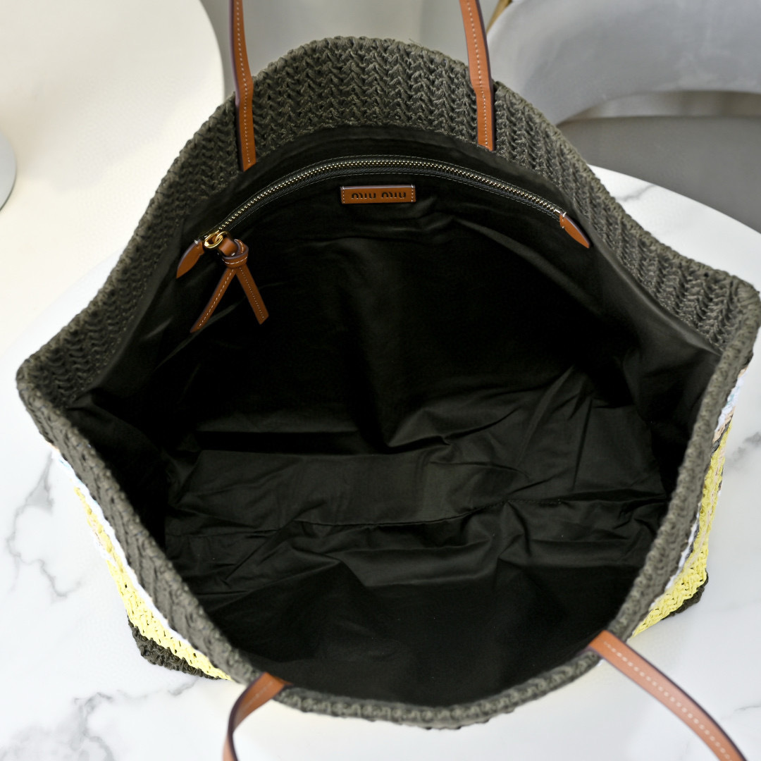 Miu Miu Multicolor Raffia Tote Bag