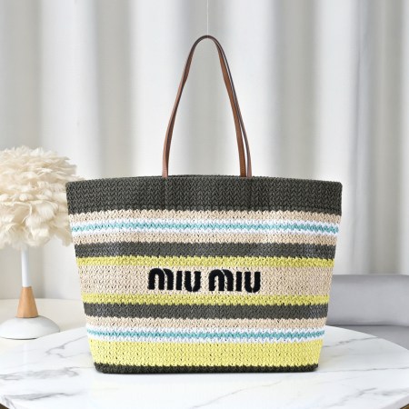 Miu Miu Multicolor Raffia Tote Bag