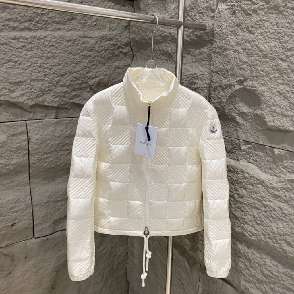 Moncler Ancy Stand Collar Short Down Jacket- White