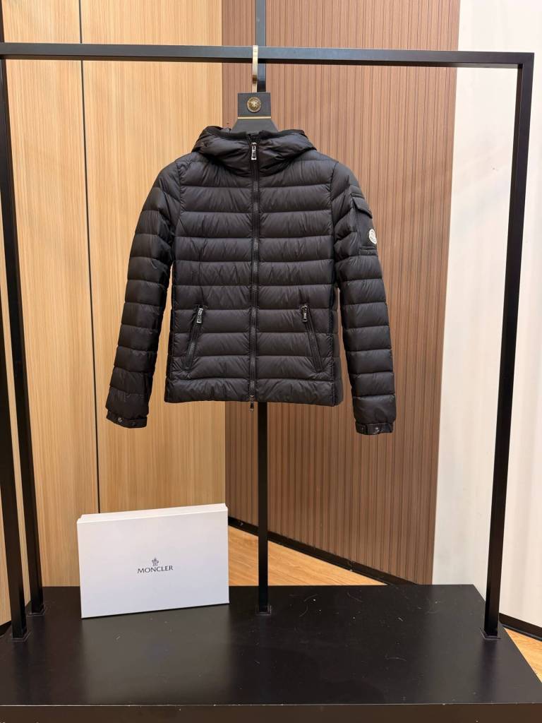 Moncler Bles women's hooded thin down Puffer Jacket- Black
