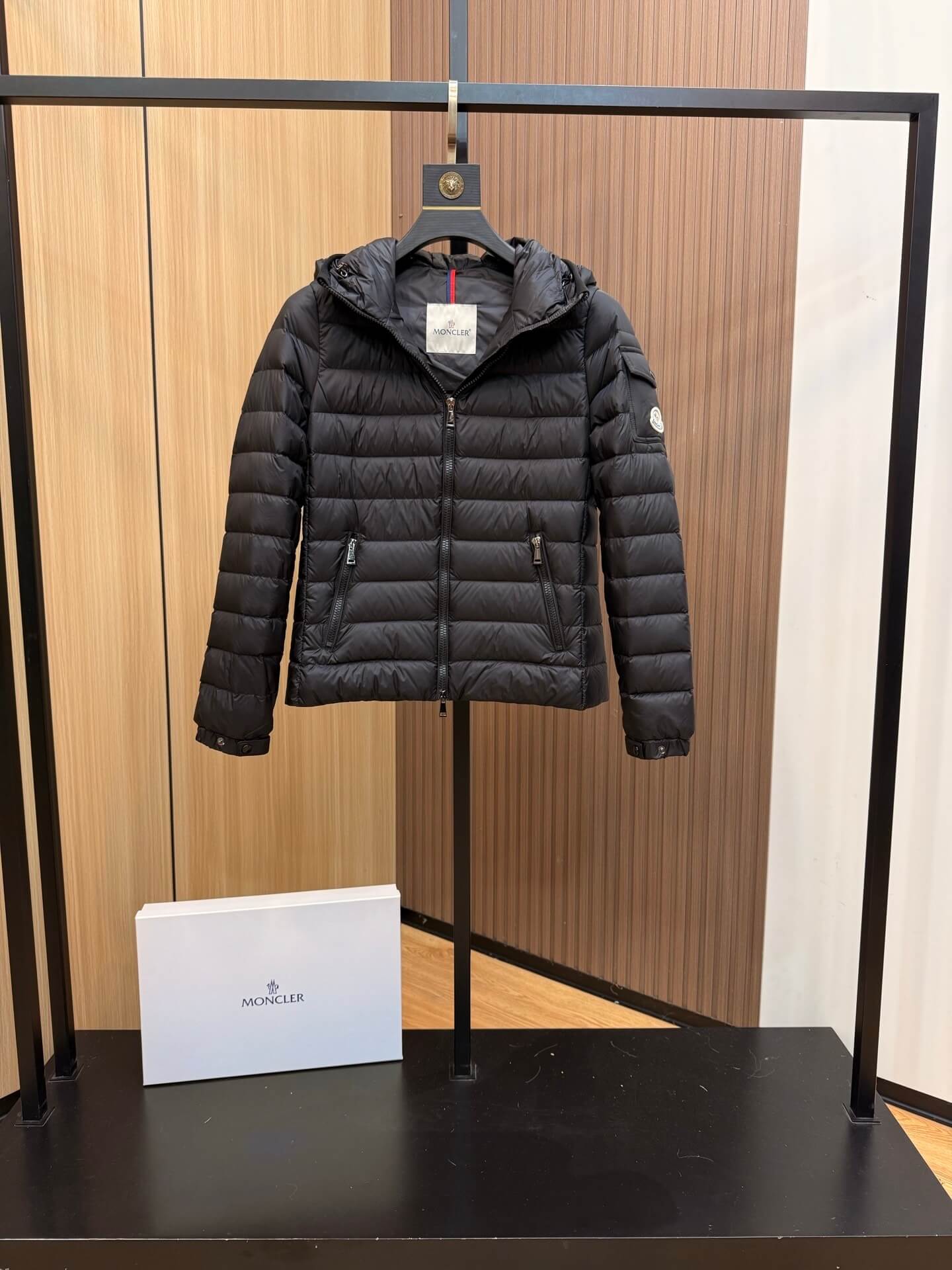 Moncler Bles women's hooded thin down Puffer Jacket- Black - Image 6