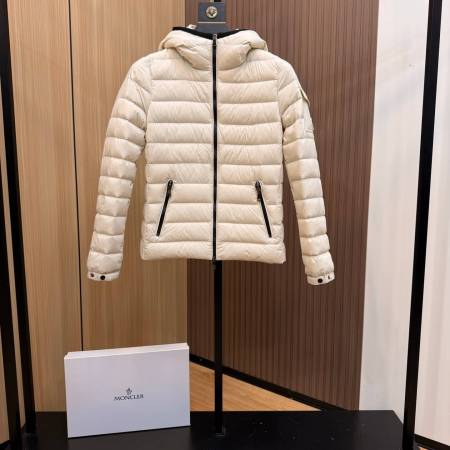 Moncler Bles women's hooded thin down Puffer Jacket- Cream
