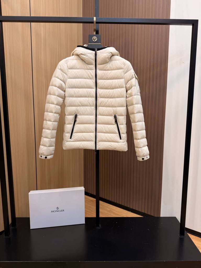 Moncler Bles women's hooded thin down Puffer Jacket- Cream