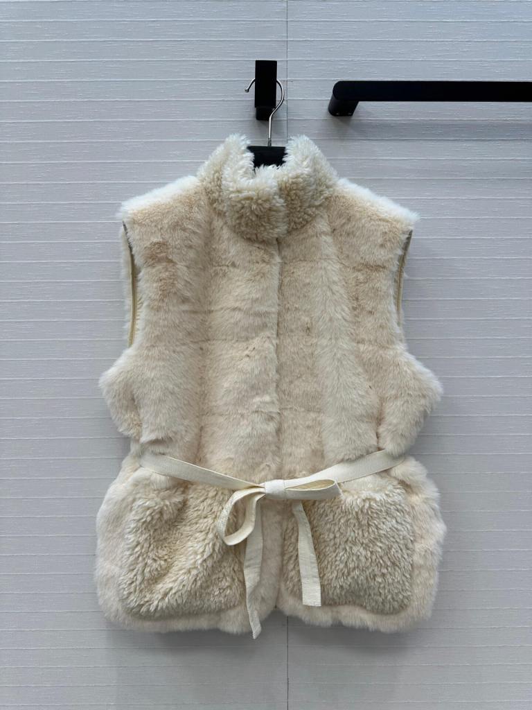 Moncler Joui Velvet Waisted Down Vest- Cream