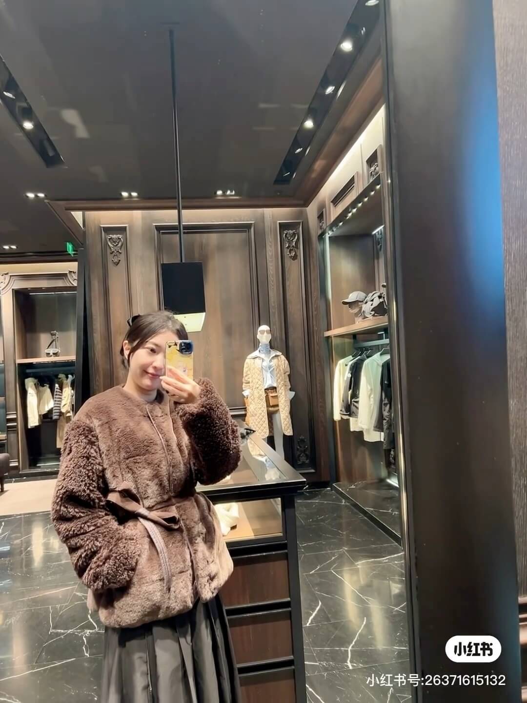 Moncler Jouillat Faux-Fur women's teddy down jacket- Brown - Image 11