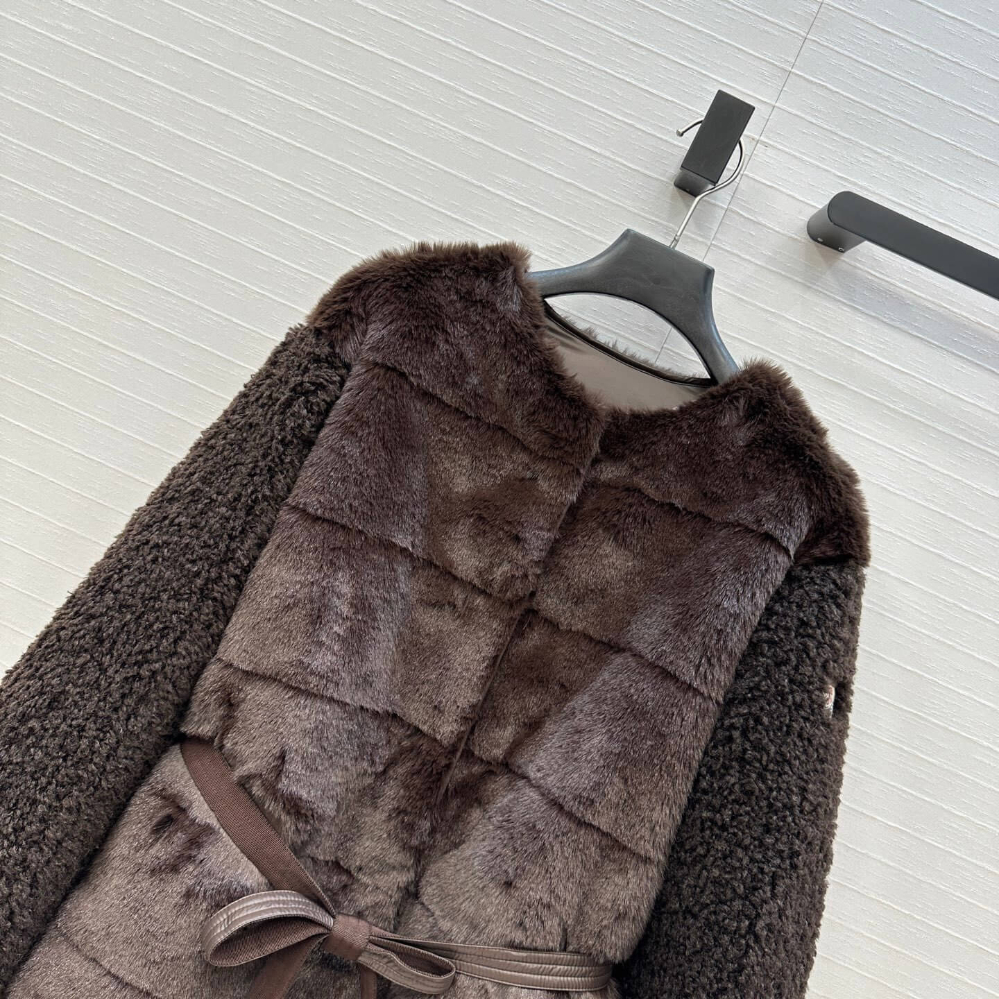 Moncler Jouillat Faux-Fur women's teddy down jacket- Brown - Image 3
