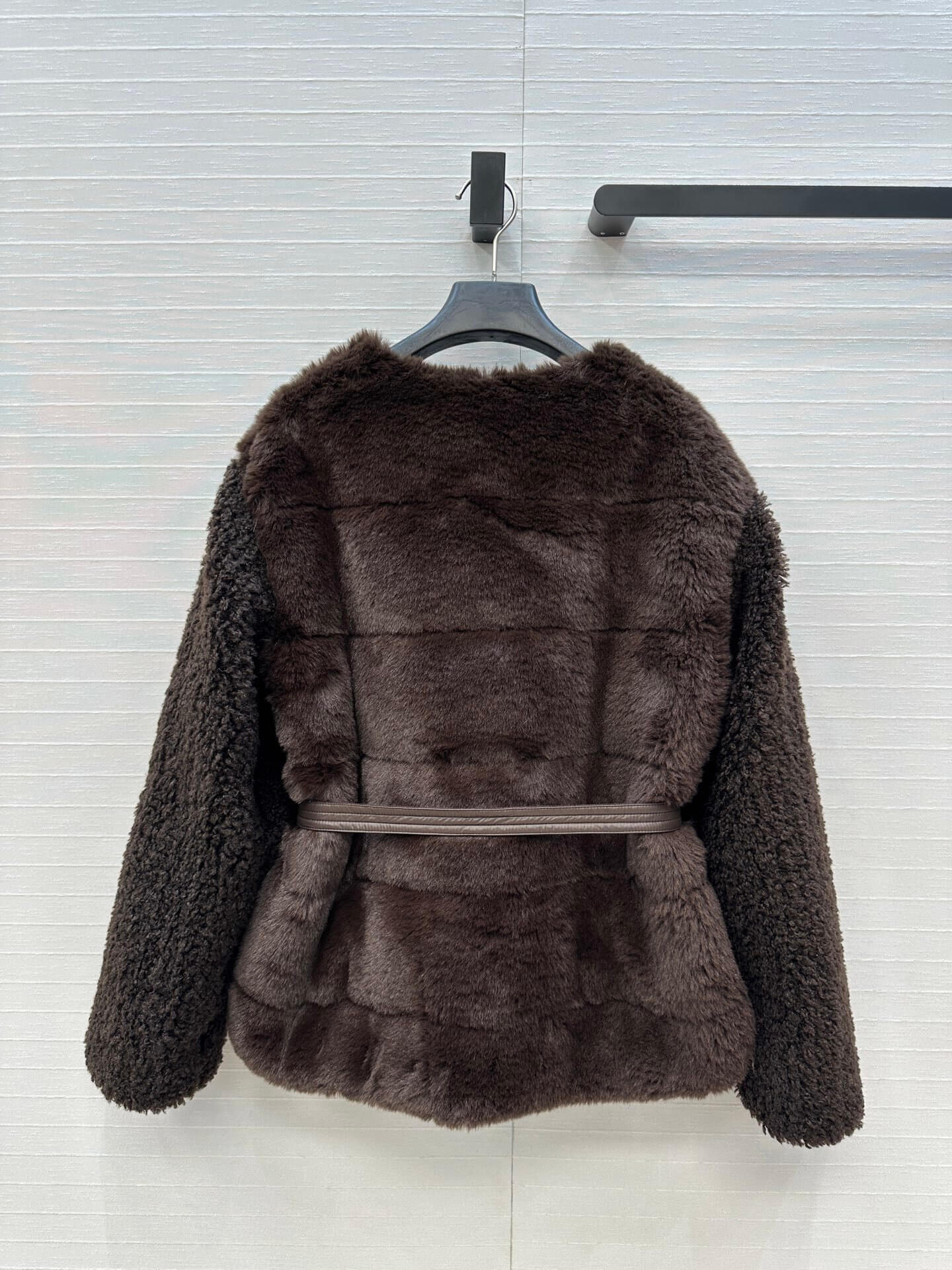 Moncler Jouillat Faux-Fur women's teddy down jacket- Brown - Image 6