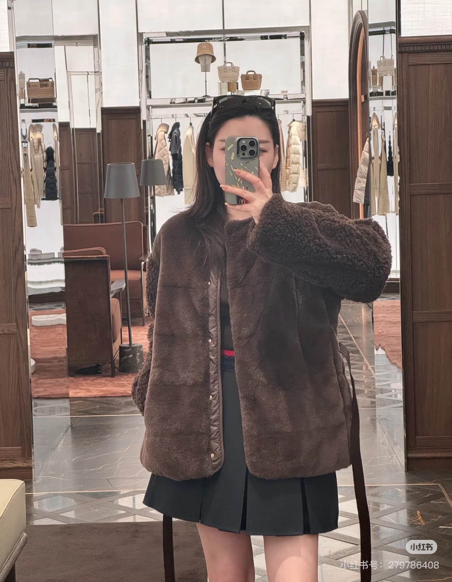 Moncler Jouillat Faux-Fur women's teddy down jacket- Brown - Image 8