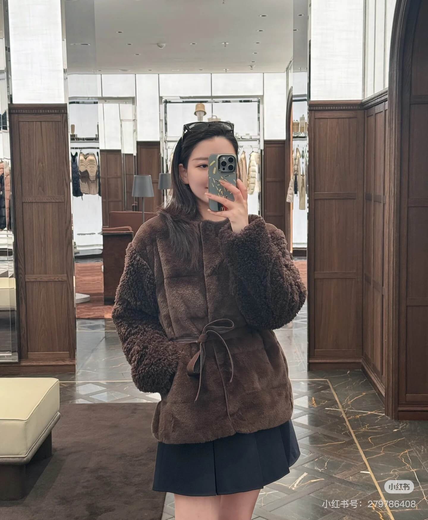 Moncler Jouillat Faux-Fur women's teddy down jacket- Brown - Image 9
