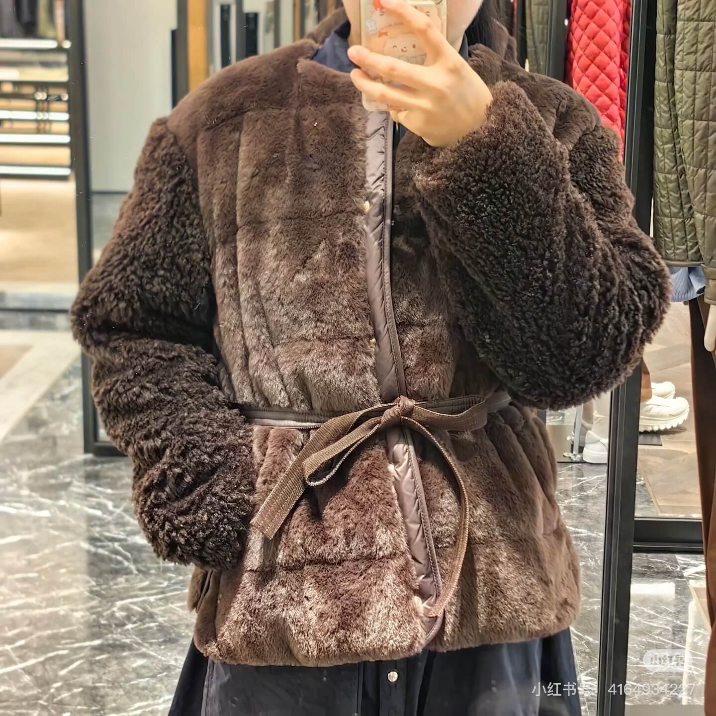 Moncler Jouillat Faux-Fur women's teddy down jacket- Brown - Image 10