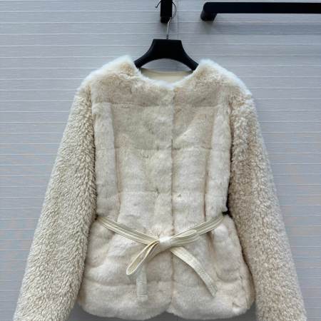 Moncler Jouillat Faux-Fur women's teddy down jacket- White