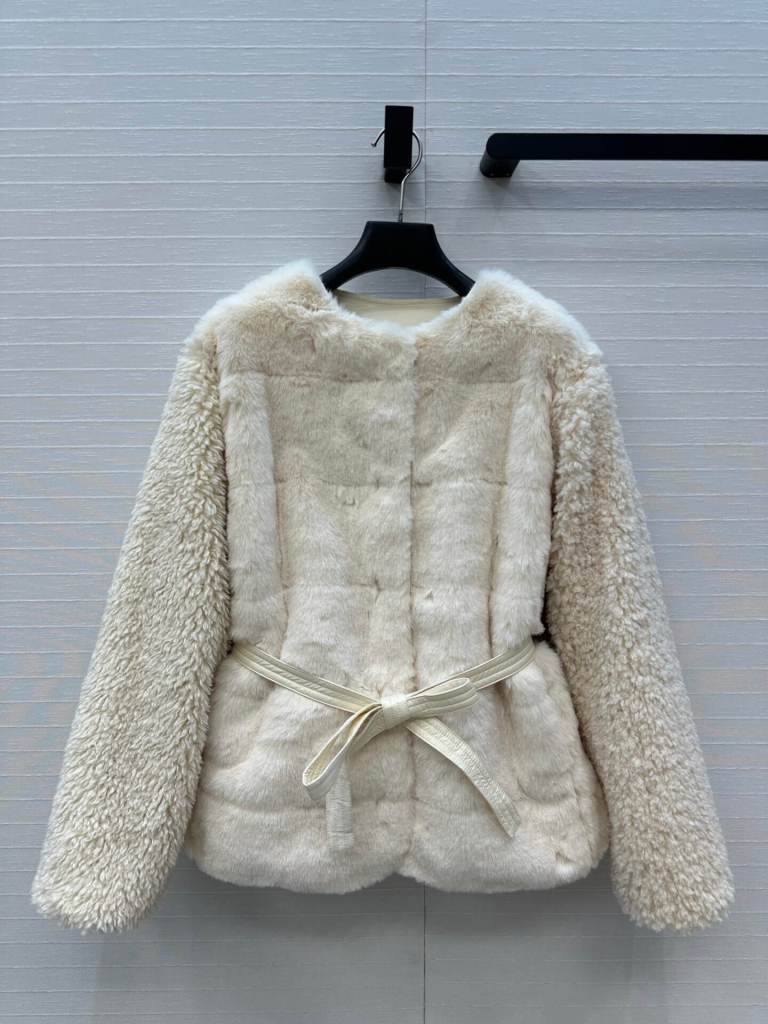 Moncler Jouillat Faux-Fur women's teddy down jacket- White