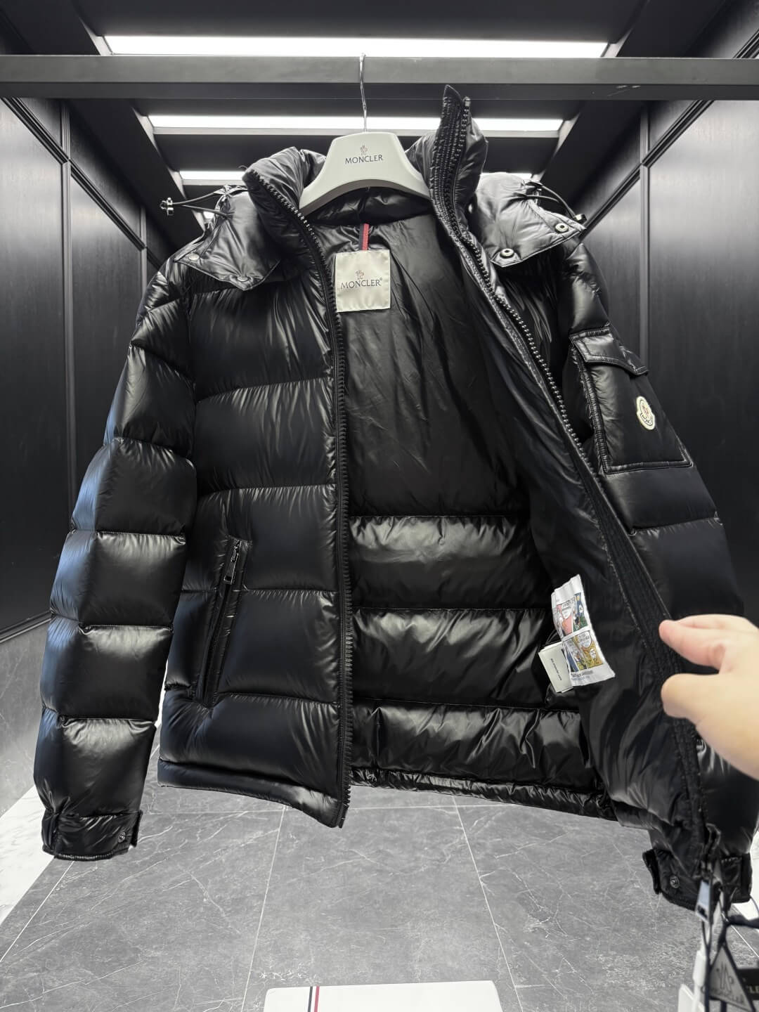Moncler Maire Hooded Short Down Jacket- Black - Image 6
