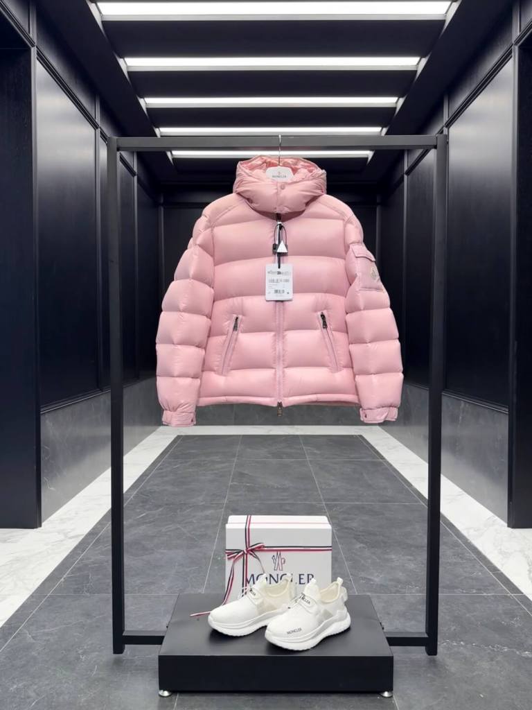 Moncler Maire Hooded Short Down Jacket- Pink
