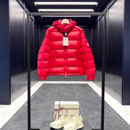 Moncler Maire Hooded Short Down Jacket- Red