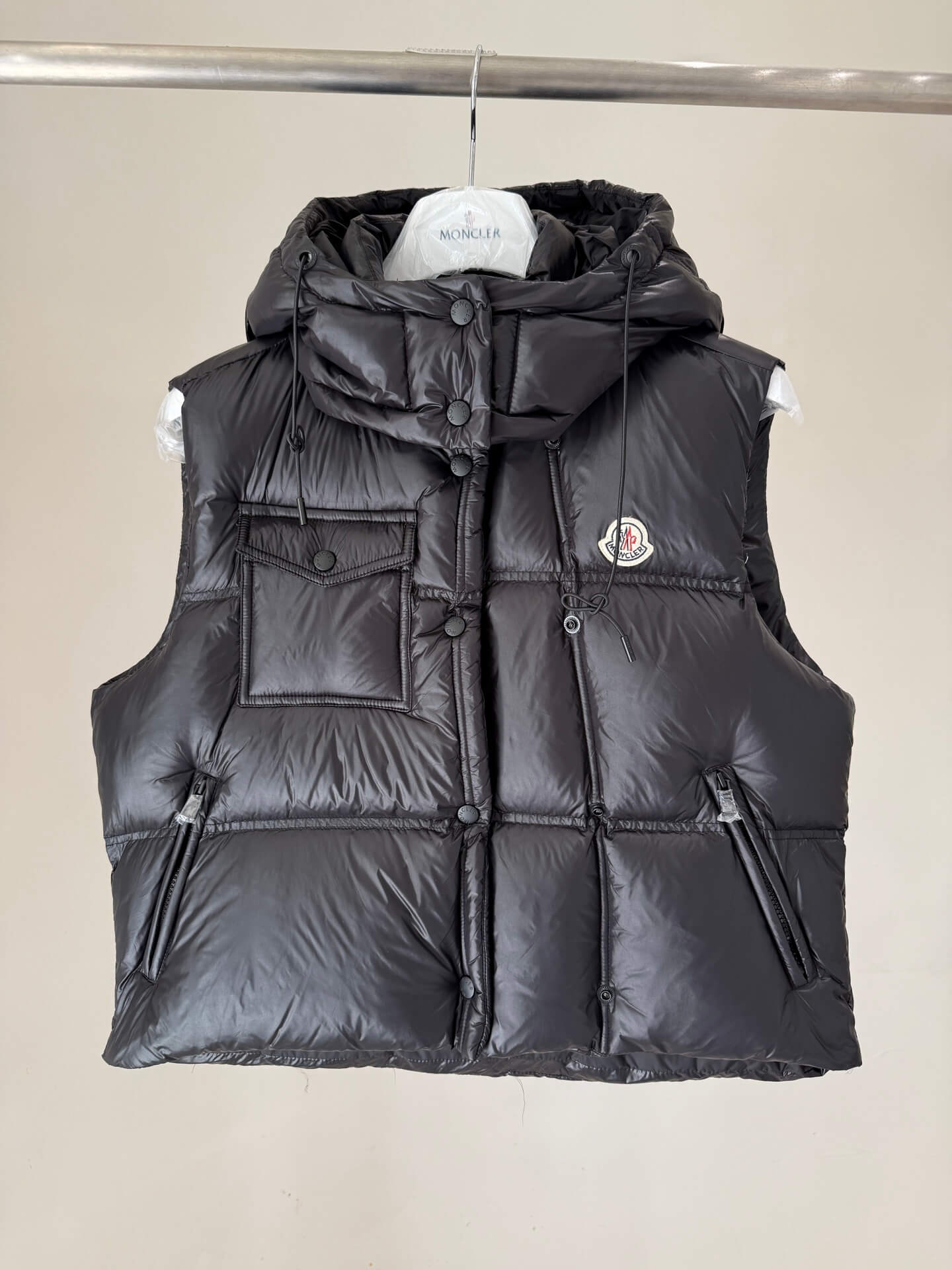 Moncler Pario Hooded Down Vest - Super Black - Image 2