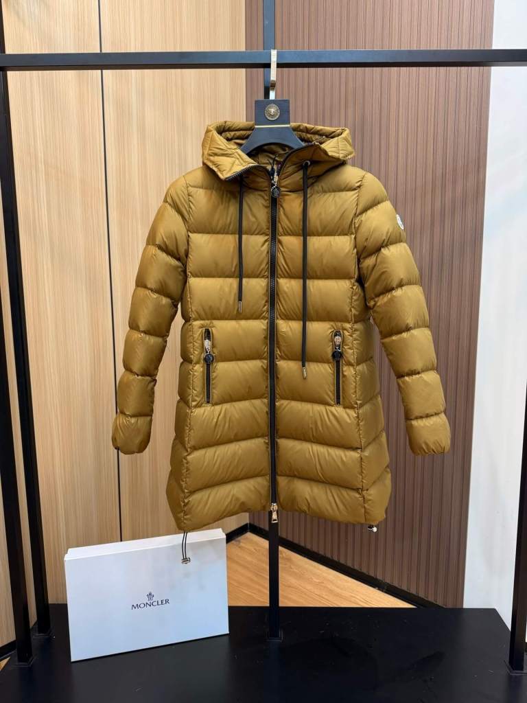 Moncler Suyen women's Long Down Jacket- Brown