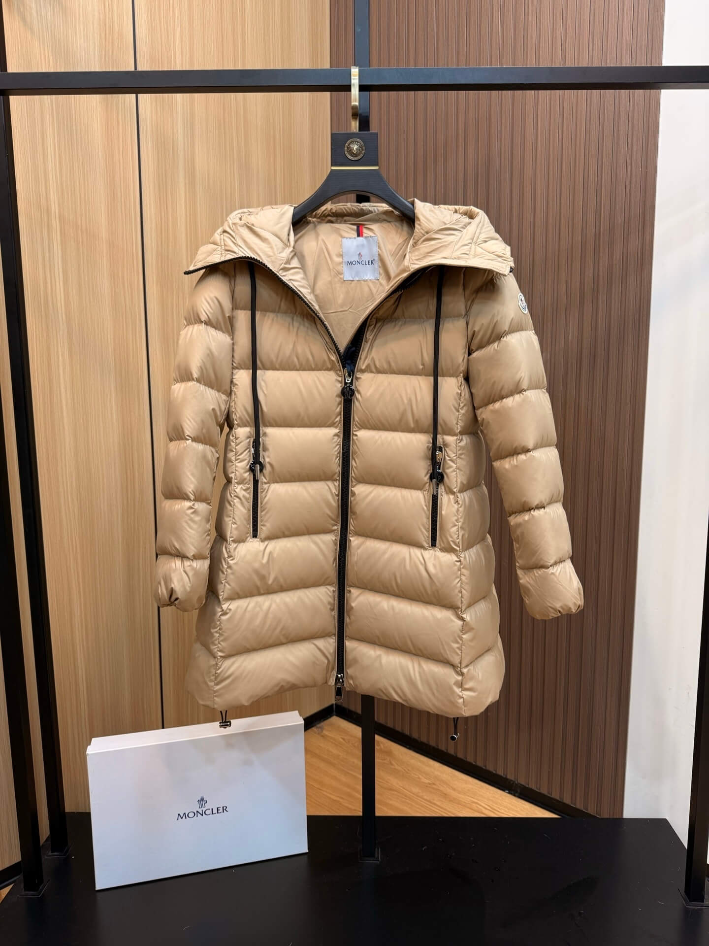 Moncler Suyen women's Long Down Jacket- beige - Image 2