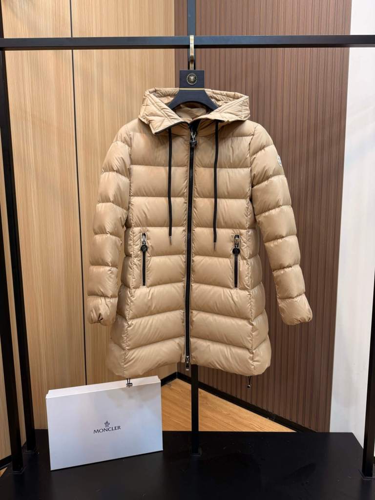Moncler Suyen women's Long Down Jacket- beige