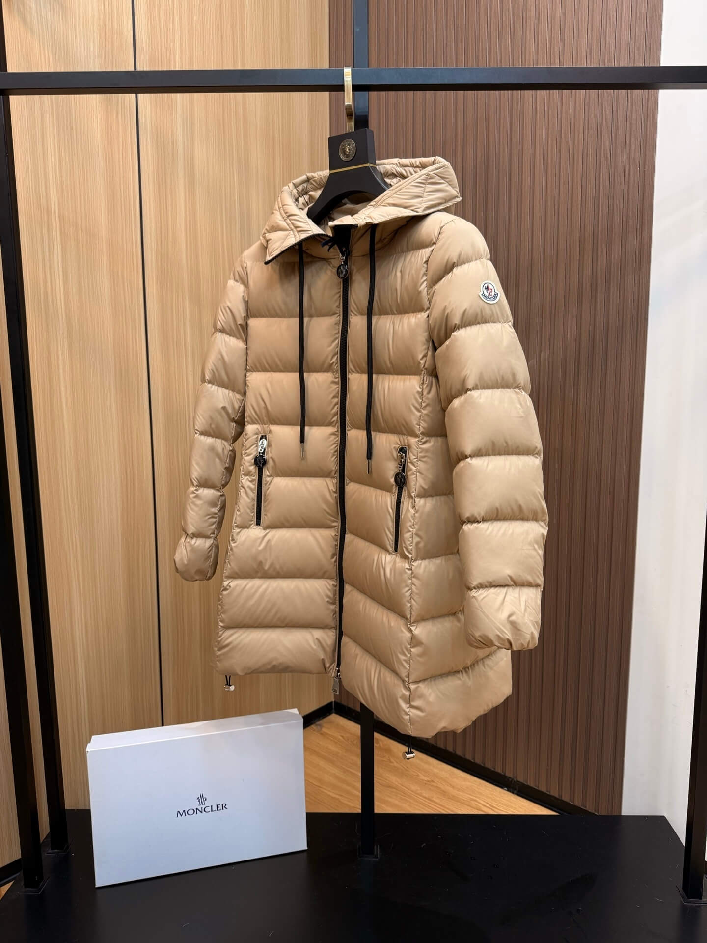 Moncler Suyen women's Long Down Jacket- beige - Image 4