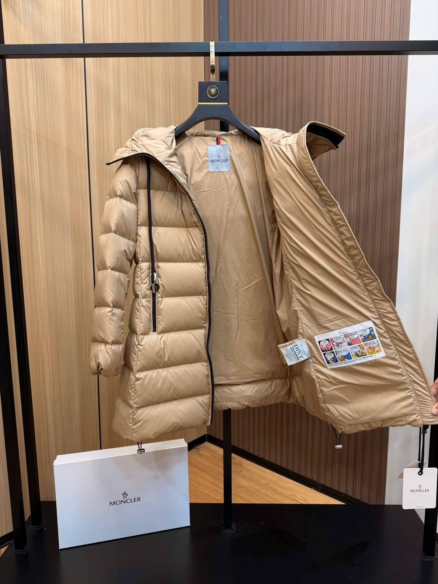 Moncler Suyen women's Long Down Jacket- beige - Image 7