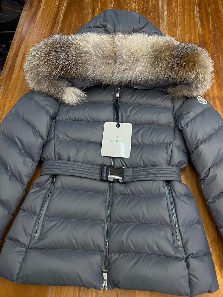 Moncler Tatie Women's with fur collar Down Jacket- grey