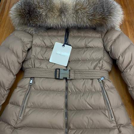 Moncler Tatie Women's with fur collar Down Jacket- Golden Beige