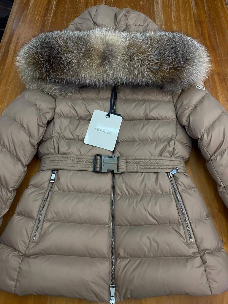 Moncler Tatie Women's with fur collar Down Jacket- Golden Beige
