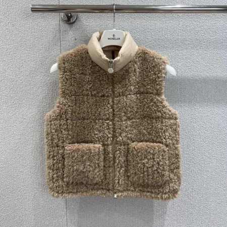 Moncler Women's Teddy fur Vest- Beige