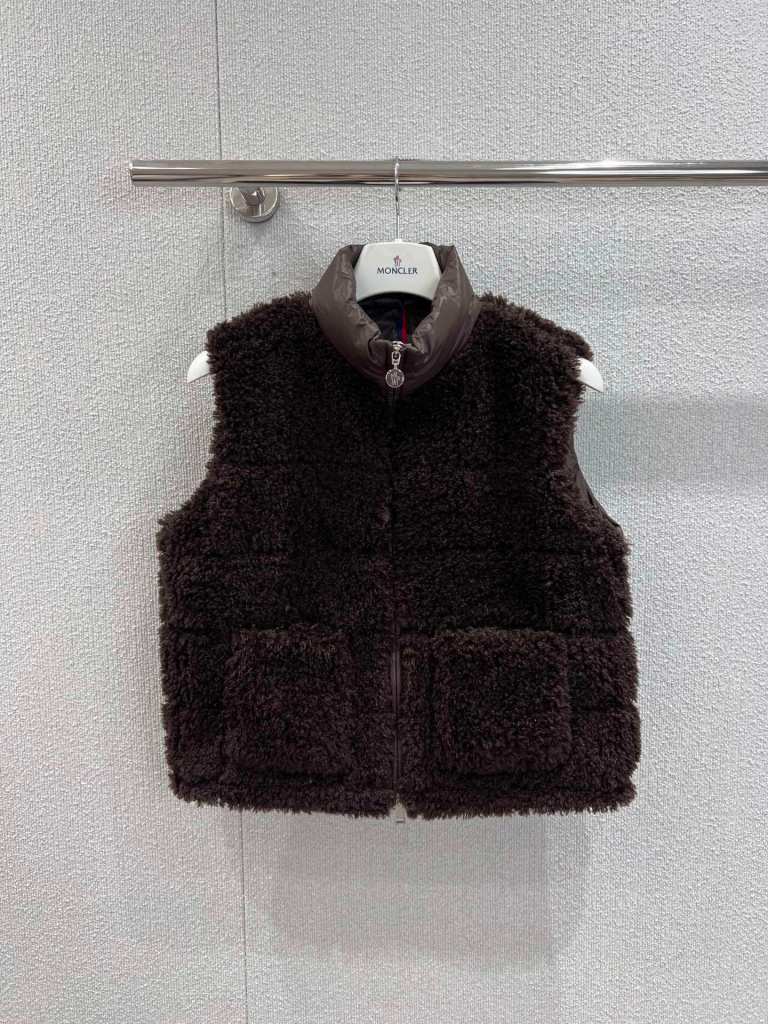 Moncler Women's Teddy Fur Vest - Dark Brown