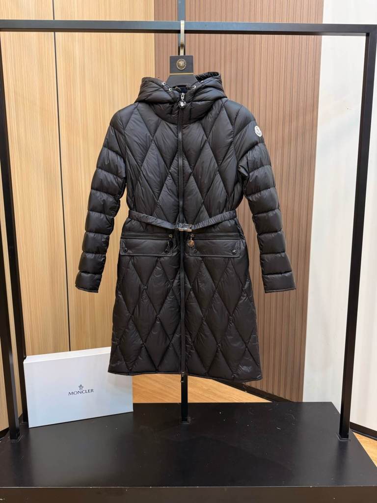 Moncler Women's long waisted Down Jacket-Black