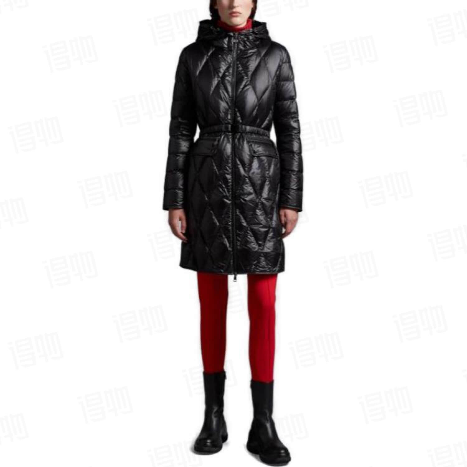 Moncler Women's long waisted Down Jacket-Black - Image 9