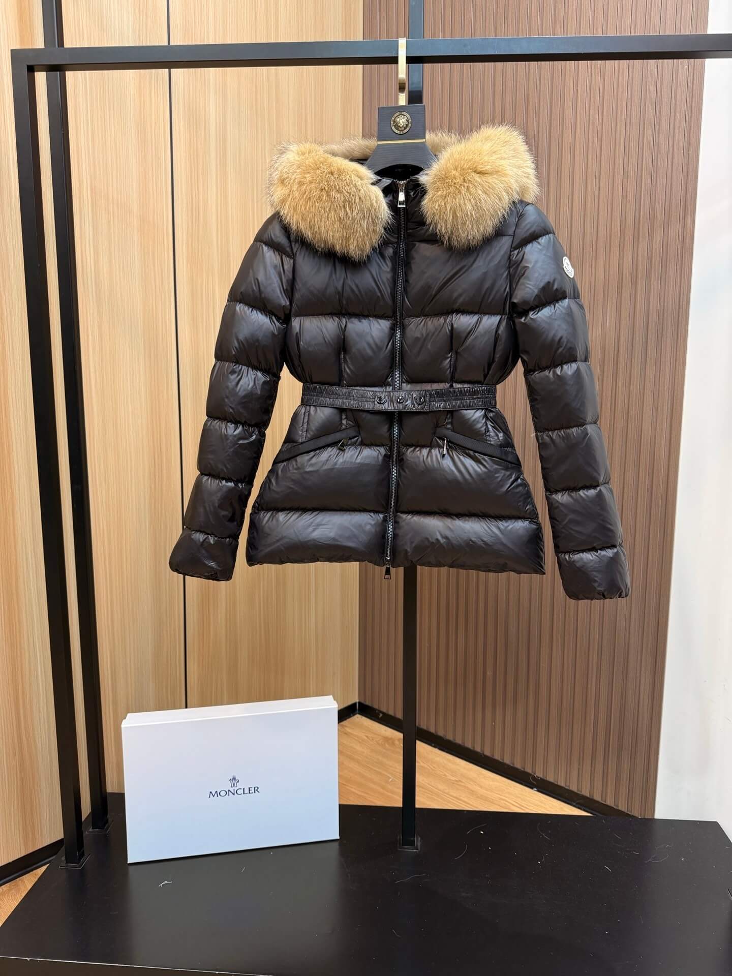 Moncler Short Down Jacket with Fox Fur - Black - Image 3
