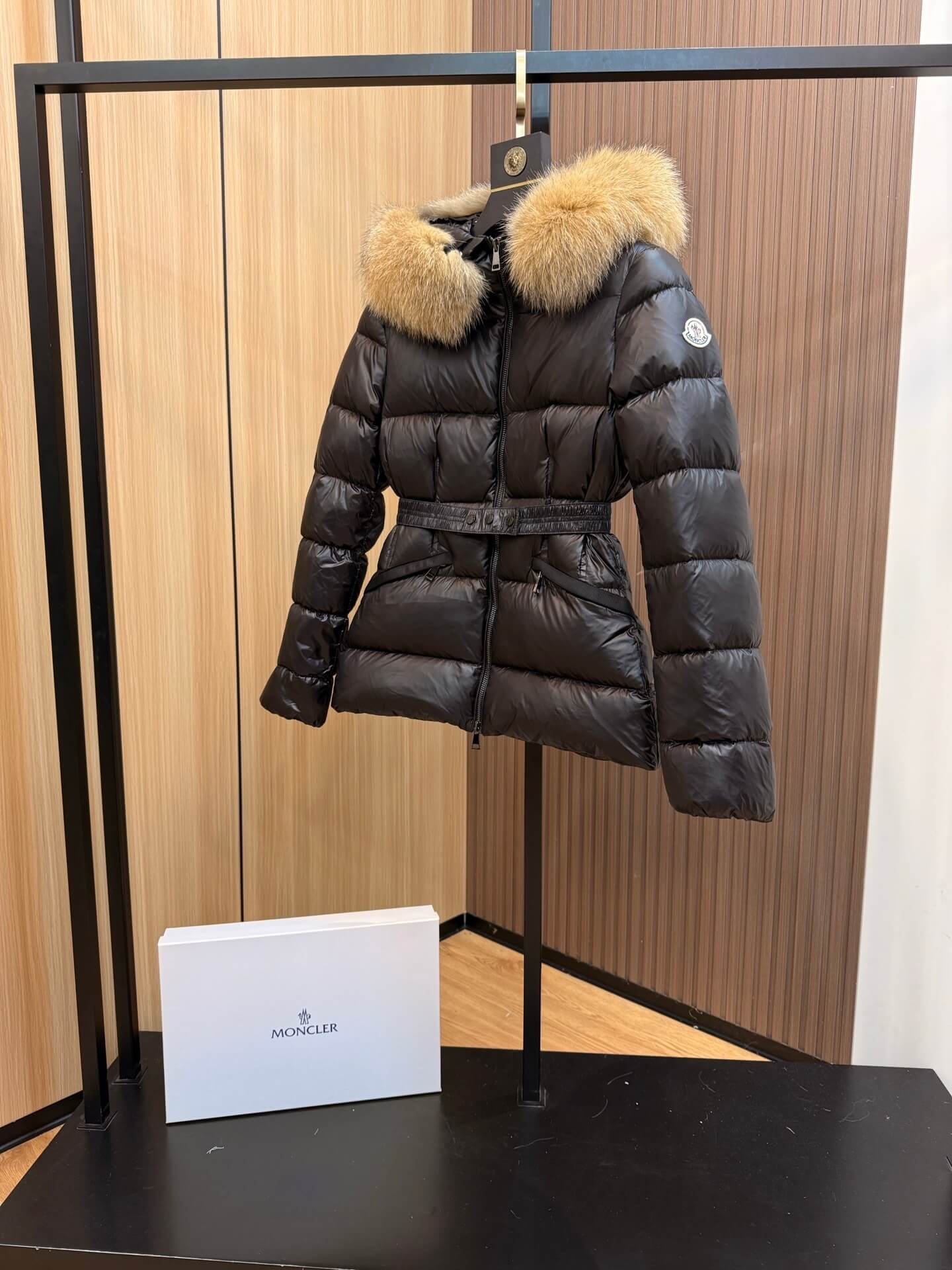 Moncler Short Down Jacket with Fox Fur - Black - Image 4