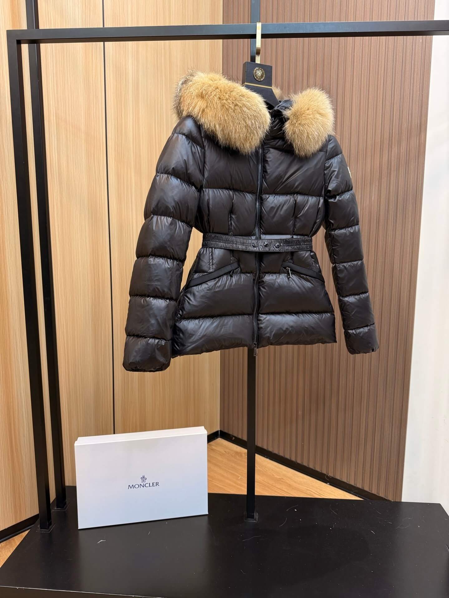 Moncler Short Down Jacket with Fox Fur - Black - Image 5