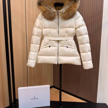 Moncler Women's short fox fur down jacket-White