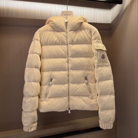 Moncler women's corduroy fabric down jacket-Ivory