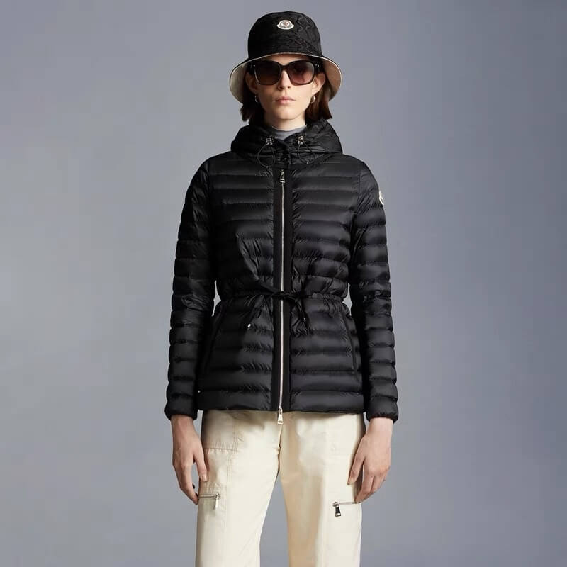 Moncler women's thin hooded down jacket in gray - Image 13