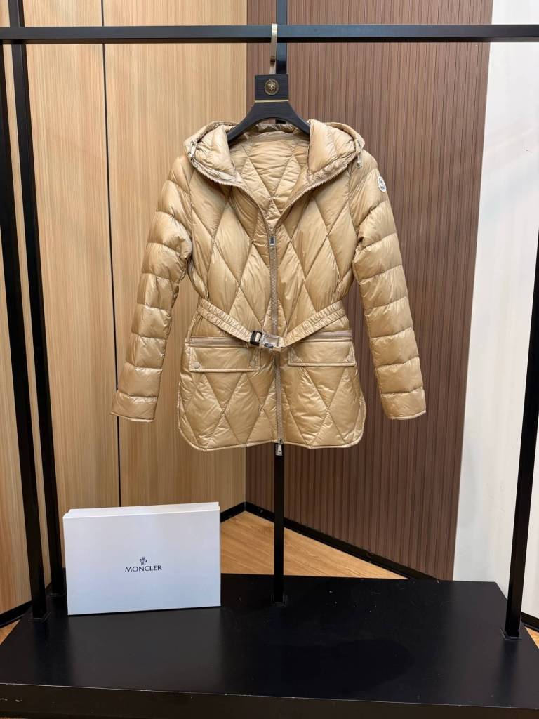Moncler women's waist-length short Down Jacket- Gold