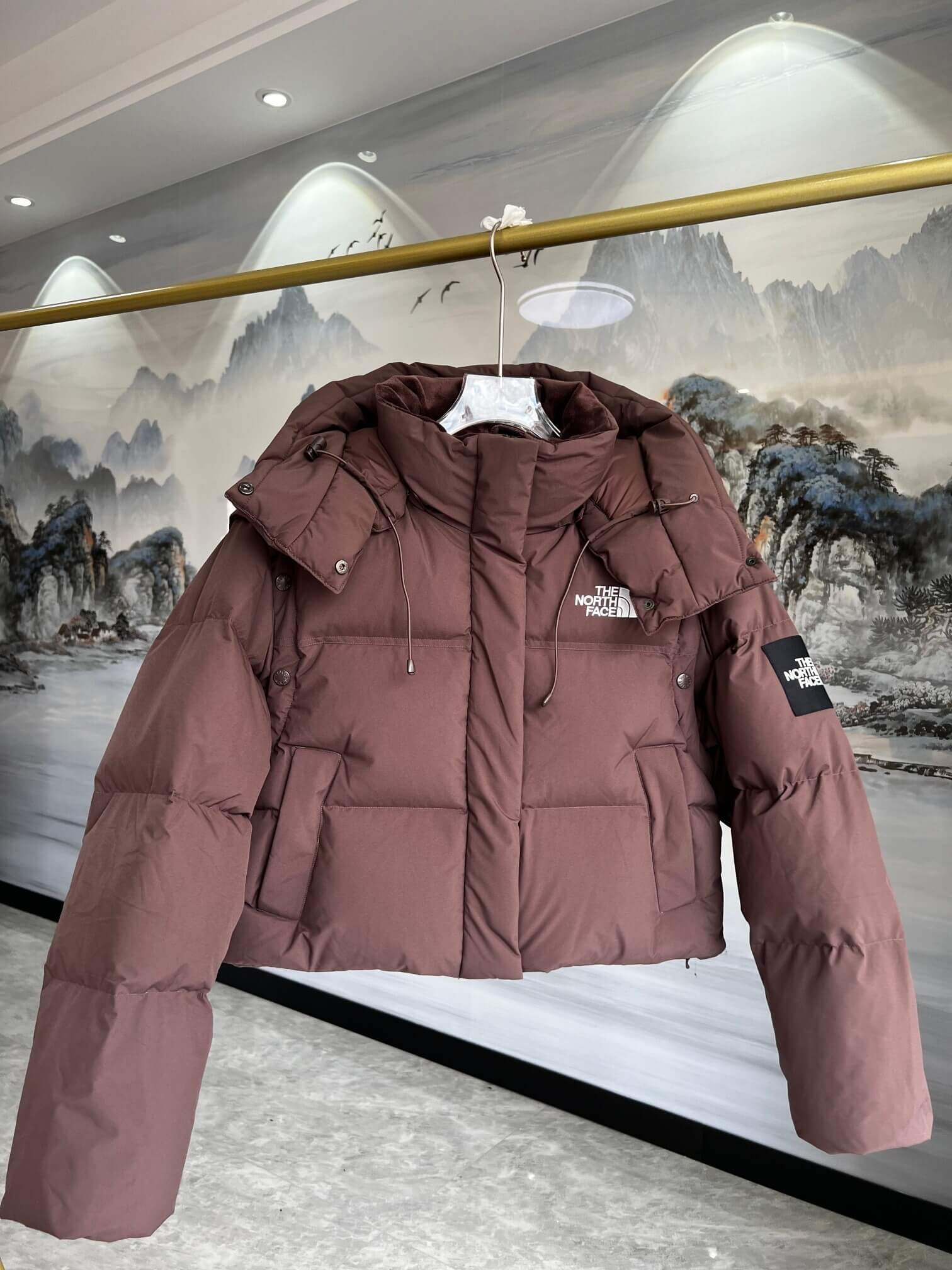 North Face Novelty Nuptse Detachable RDS Down Jacket- Brown - Image 2