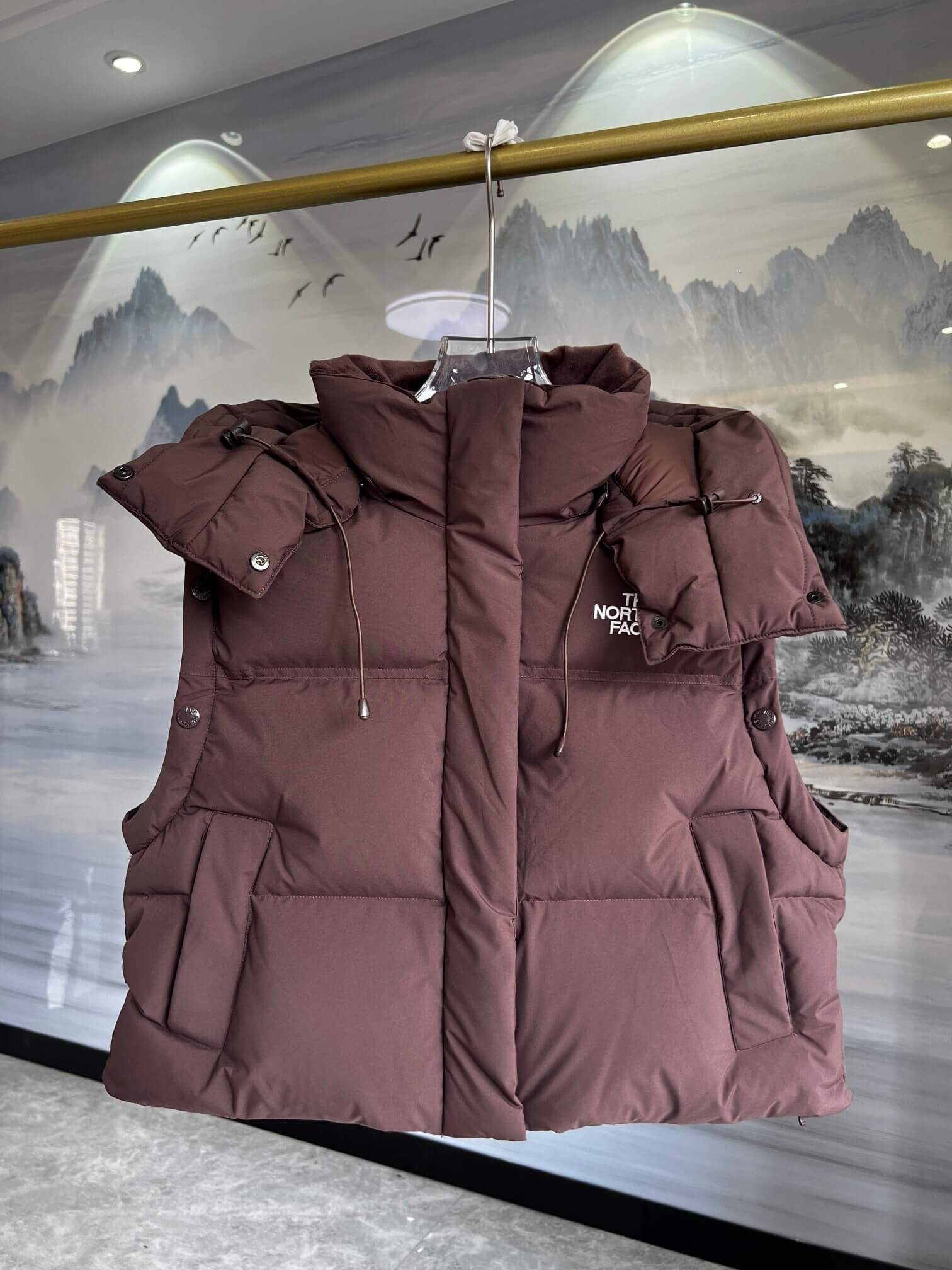 North Face Novelty Nuptse Detachable RDS Down Jacket- Brown - Image 5