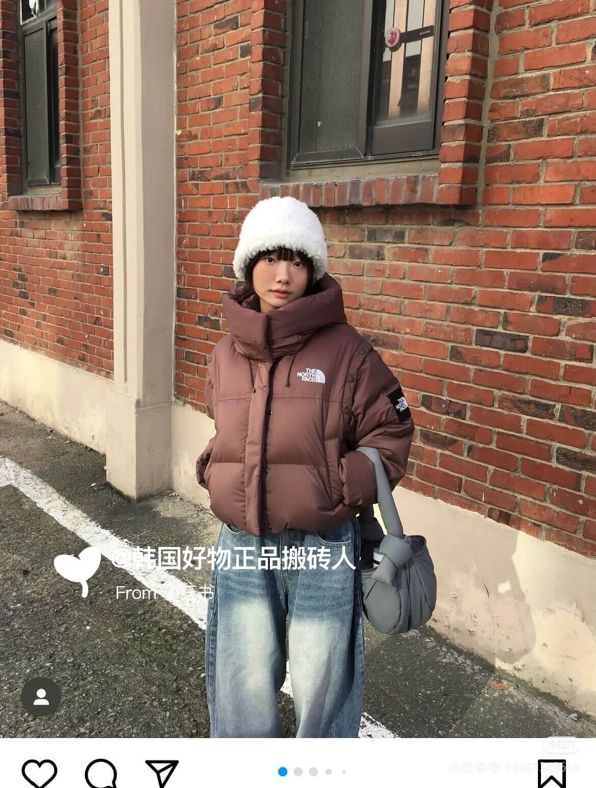 North Face Novelty Nuptse Detachable RDS Down Jacket- Brown - Image 9