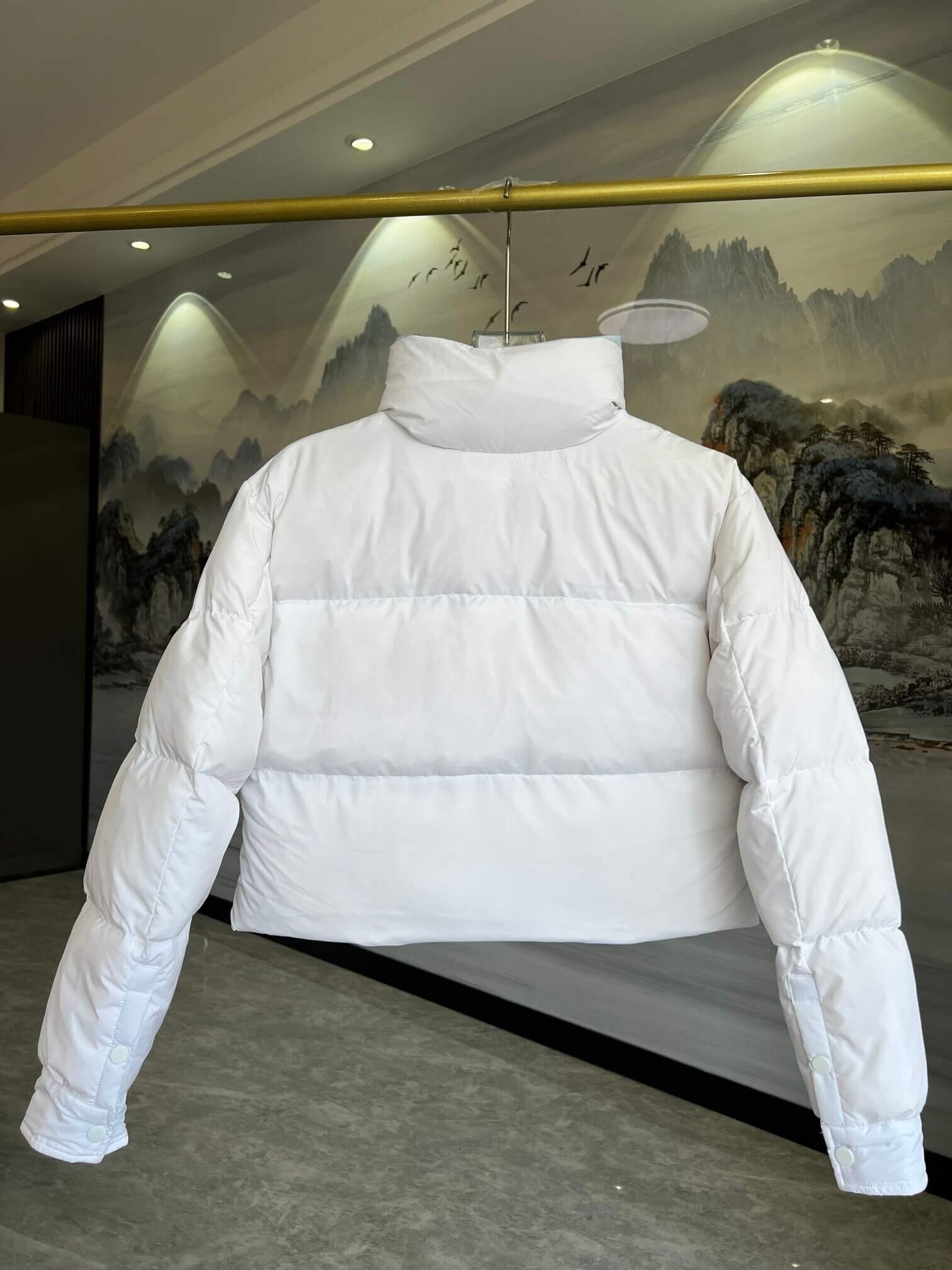 Prada Ciré Cropped Puffer Down Jacket- White - Image 3