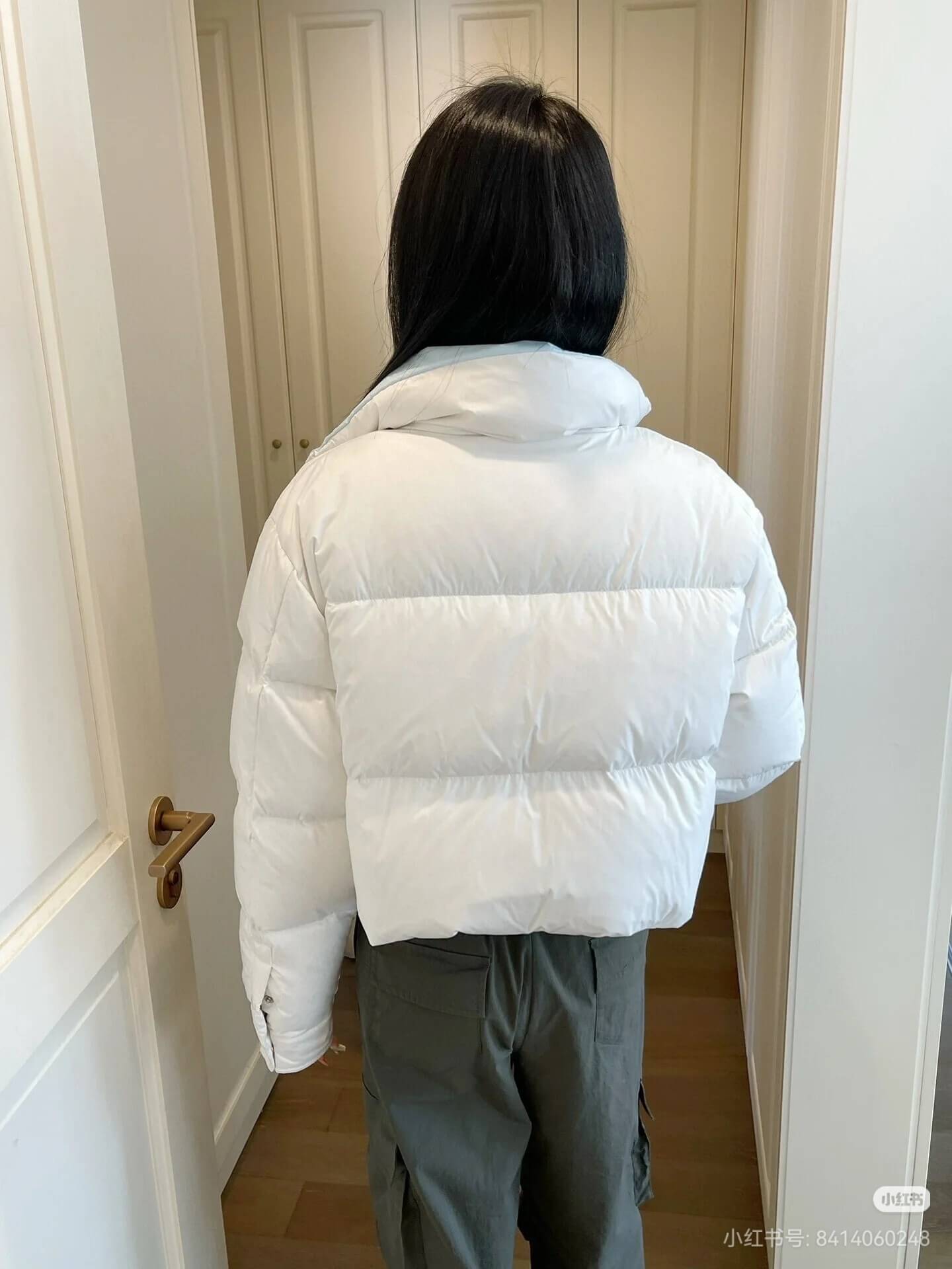 Prada Ciré Cropped Puffer Down Jacket- White - Image 10