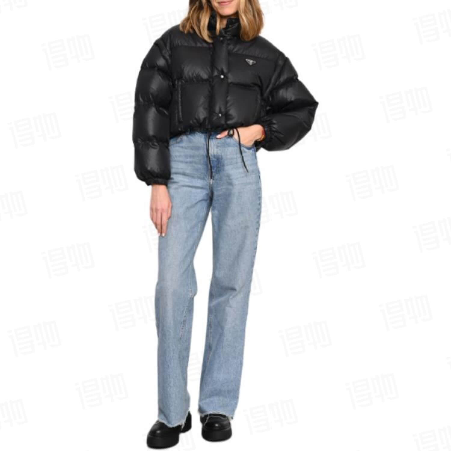 Prada Removable Sleeve Down Jacket in black. - Image 10