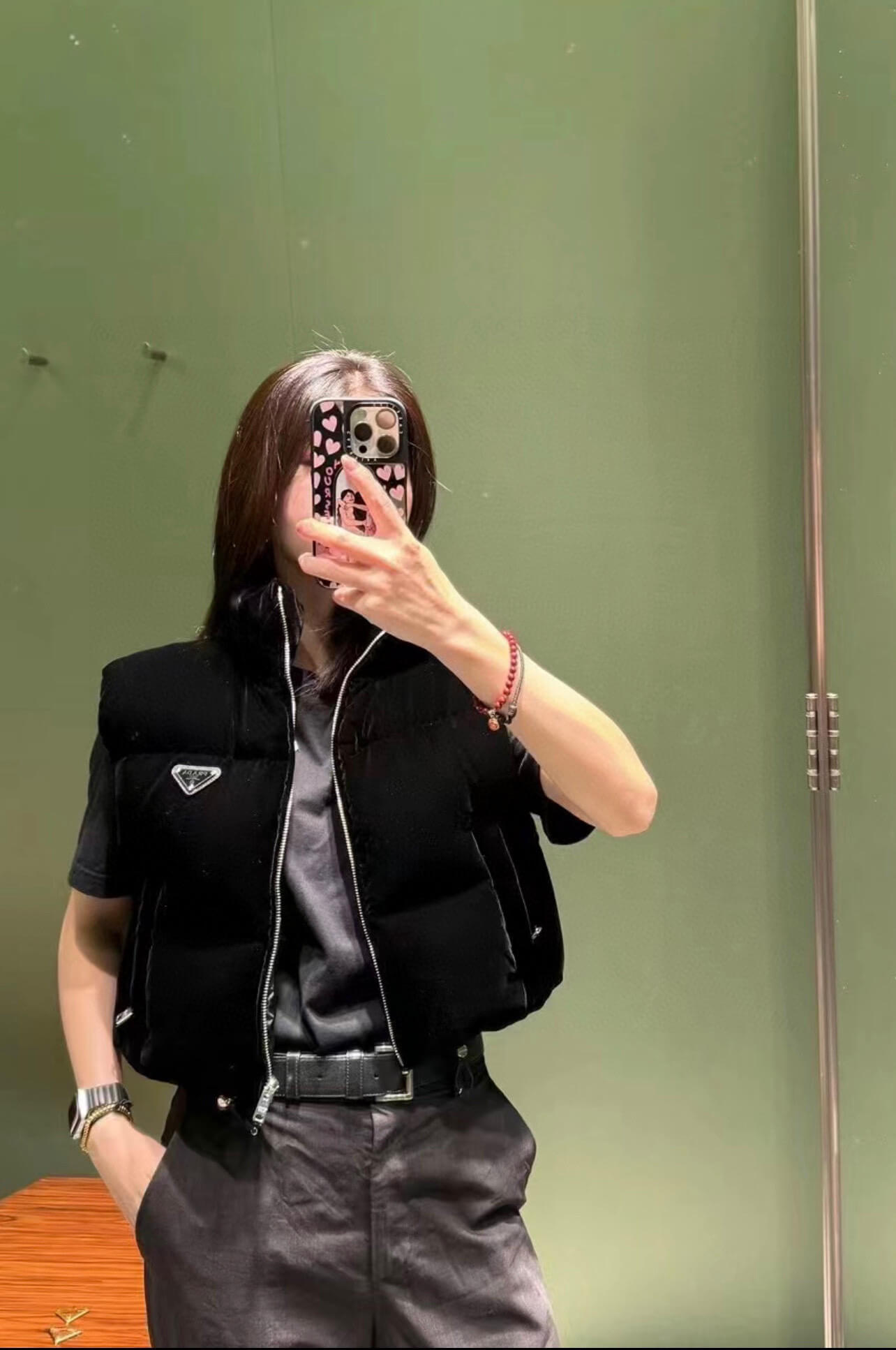 Prada Women's velvet down vest jacket- Black - Image 9